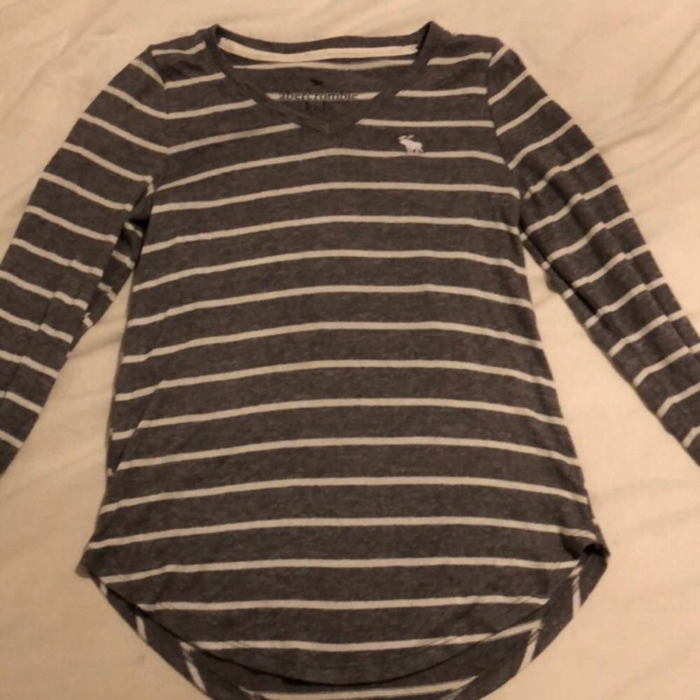 Gray and white striped sweater